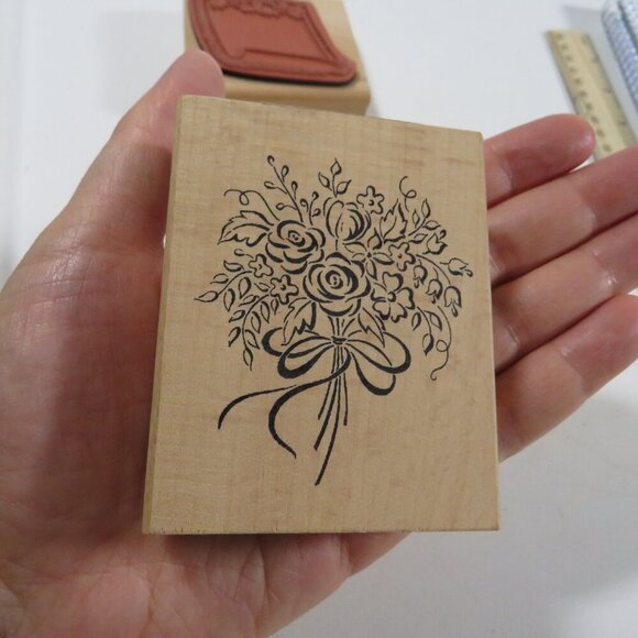Rubber Stamps Wood Mounted (Memo, Floral Bouquet) - Picture 3 of 5